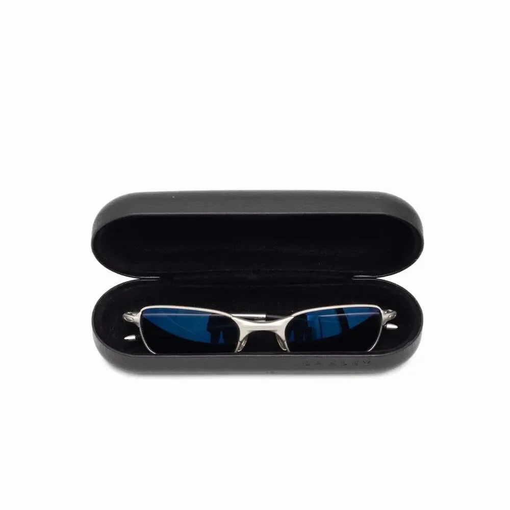 VTG Oakley Square Wire 2.0 Silver Metal Frame Ice Iridium Sunglasses Y2K RARE